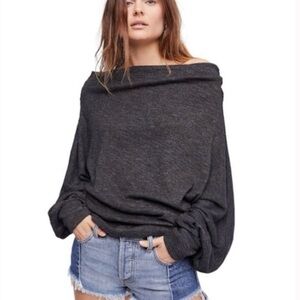 We The Free Dark Gray Cowl Neck Sweater